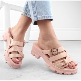 Comode pantofole profumate da donna con tacco nude Zaxy NN285044 rosa 2