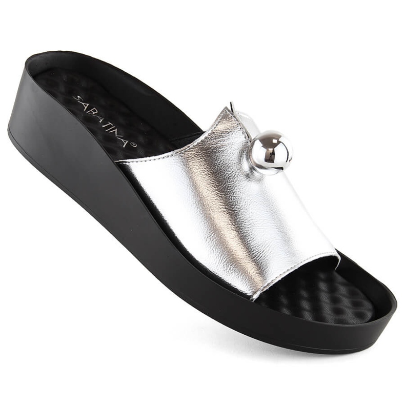 Infradito da donna argento metallizzato Sabatina 2318-1 1