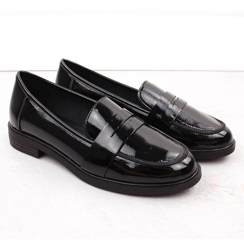 Scarpe da lord da donna in vernice, nere Potocki 12442 nero 2