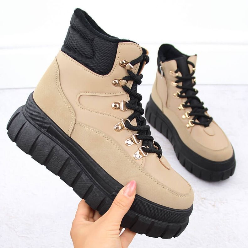 News Stivali beige da donna con plateau spesso Novità 7928 1