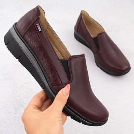 Comode scarpe da donna in pelle ciliegia Helios 350-2 rosso 1