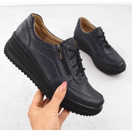 Comode scarpe da donna in pelle, blu navy Helios 419 1