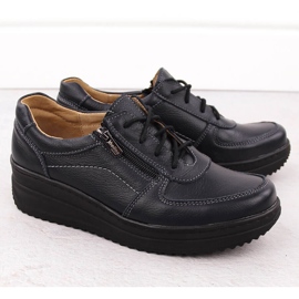 Comode scarpe da donna in pelle, blu navy Helios 419 2