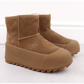 Stivali da neve in pelle da donna sulla piattaforma cammello Big Star OO274A212 marrone 2