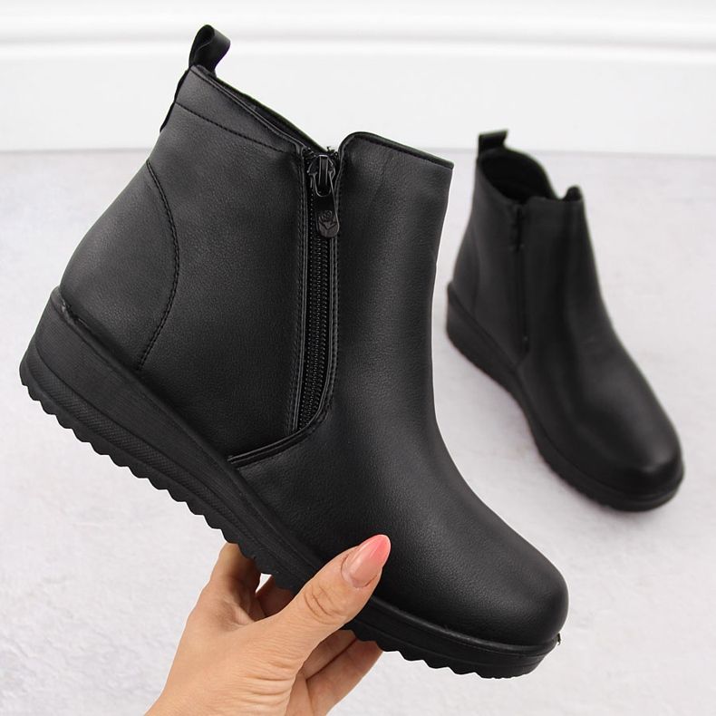 Stivaletti neri comodi e rialzati da donna Filo Donna Z24-37 nero 1