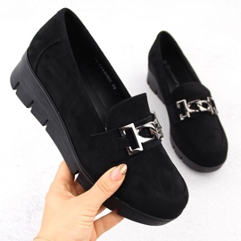 Scarpe con zeppa nere da donna Potocki 12490 nero 1