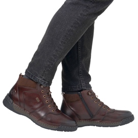 Stivaletti impermeabili in pelle, scarpe da uomo isolanti, marrone Rieker B0308-25 1