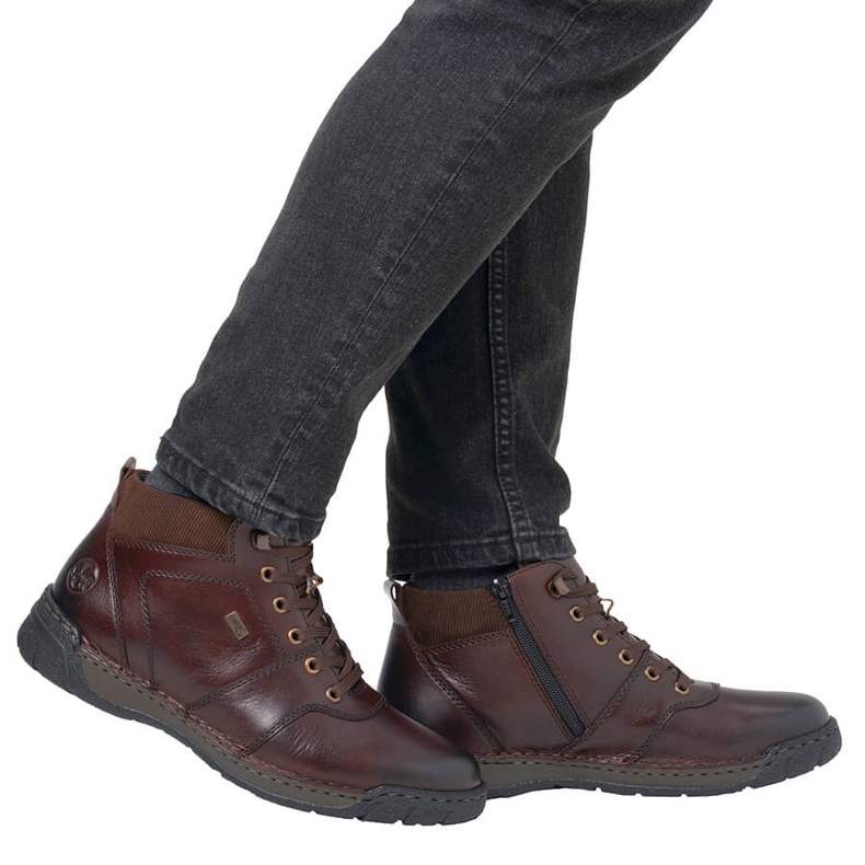 Stivaletti impermeabili in pelle, scarpe da uomo isolanti, marrone Rieker B0308-25 1