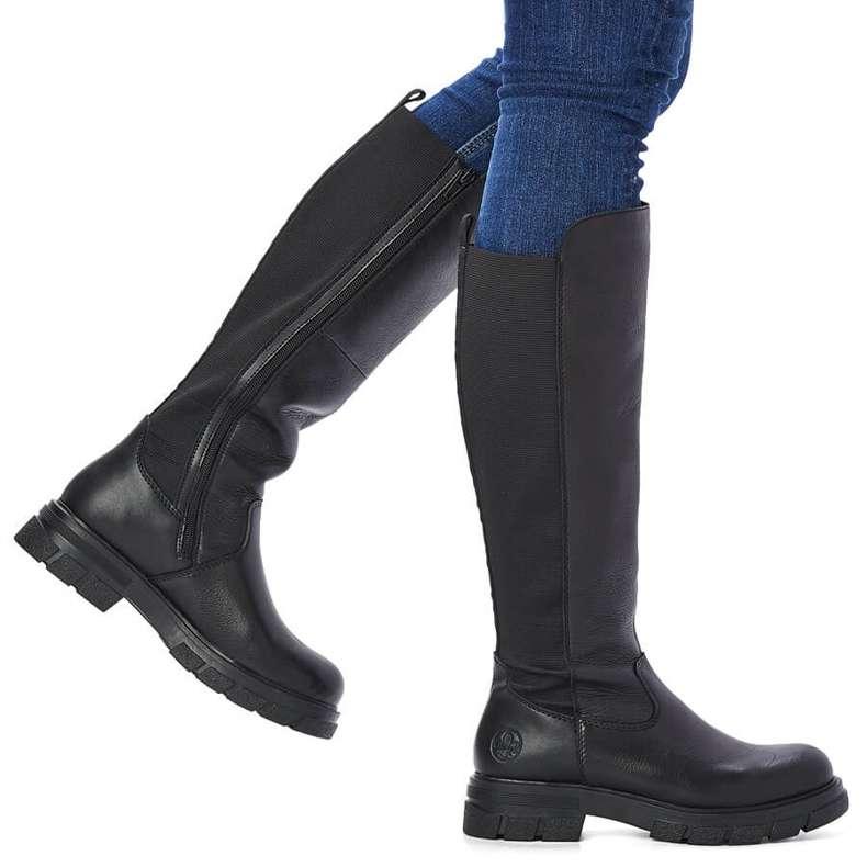 Stivali isolanti da donna in pelle, neri Rieker Z9158-00 nero 1
