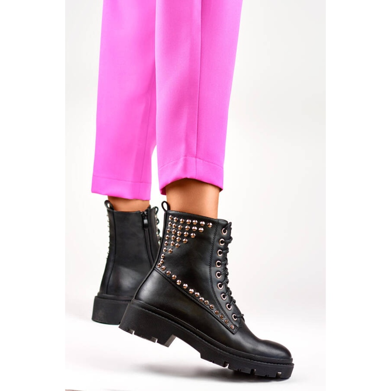 Stivali rock da donna con rivetti, neri CH2320B nero 1