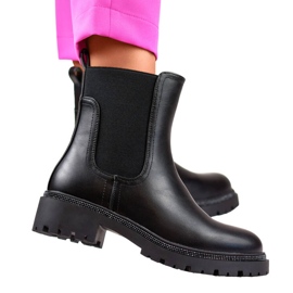 Stivaletti Chelsea isolanti da donna con zirconi, neri RXJ-210B nero 1