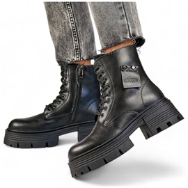 Lavoratrici in pelle da donna su pedana, nere GD-TL56B nero 1