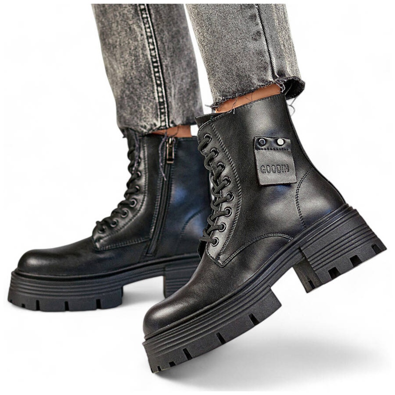 Lavoratrici in pelle da donna su pedana, nere GD-TL56B nero 1
