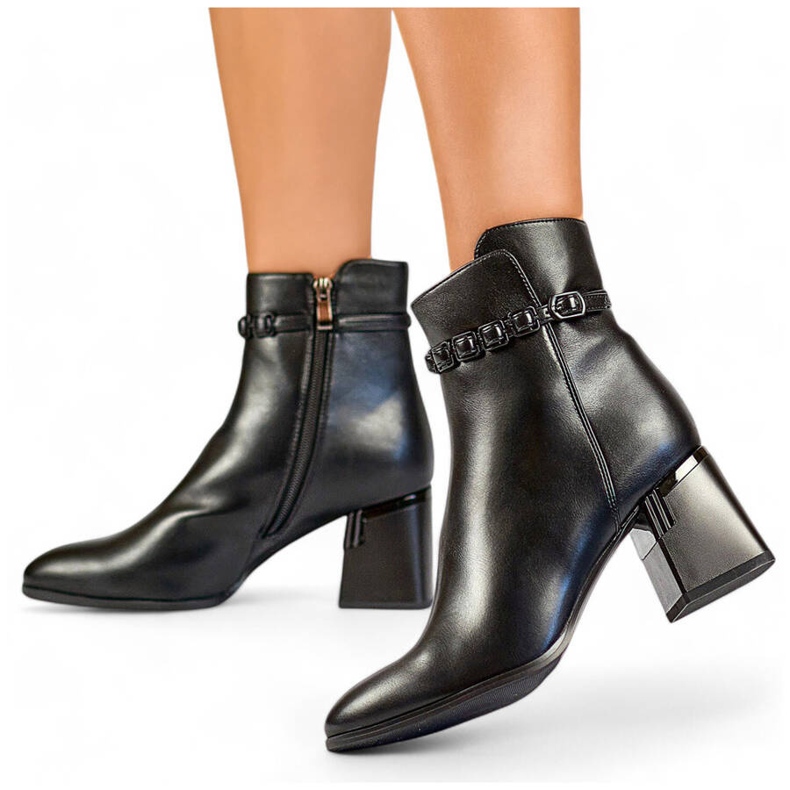 Stivali da donna con tacco decorativo, isolanti neri GD-FL2089B nero 1