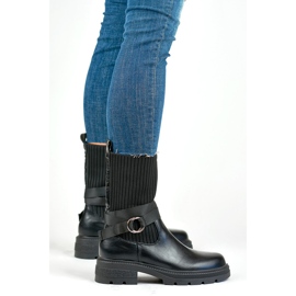 Stivaletti da donna con tomaia flessibile, colore nero YQ41B 2