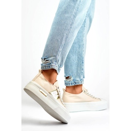 Sneakers basse LY100BE beige con suola spessa 2