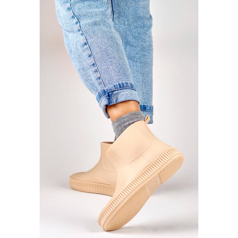 Stivali Wellington da donna beige opaco YJ-7-2BE 2