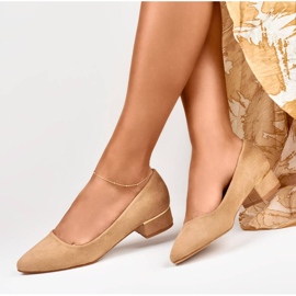 Goodin Décolleté da donna in camoscio con tacco basso, beige GD-XR106BE 1