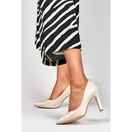 Décolleté beige con tacco da donna GD-FL360BE 1