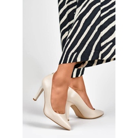 Décolleté beige con tacco da donna GD-FL360BE 2