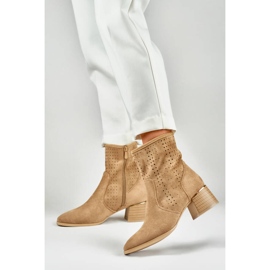 Stivaletti traforati da donna, beige RQ468KH 2