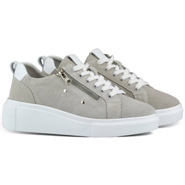 Goodin Scarpe sportive da donna in pelle con plateau, grigio GD-LX1001G 1