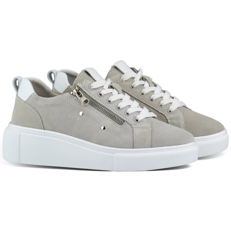 Goodin Scarpe sportive da donna in pelle con plateau, grigio GD-LX1001G 1