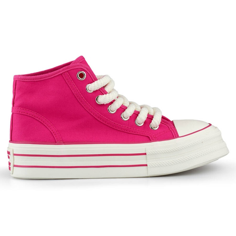 Sneakers alte in tessuto da donna fucsia BL507FU rosa 2