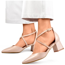 Décolleté con cinturino e tacco alto da donna, beige GD-FL1150D.BE 1