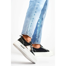 Sneakers basse con suola spessa, nere LY100B nero 2