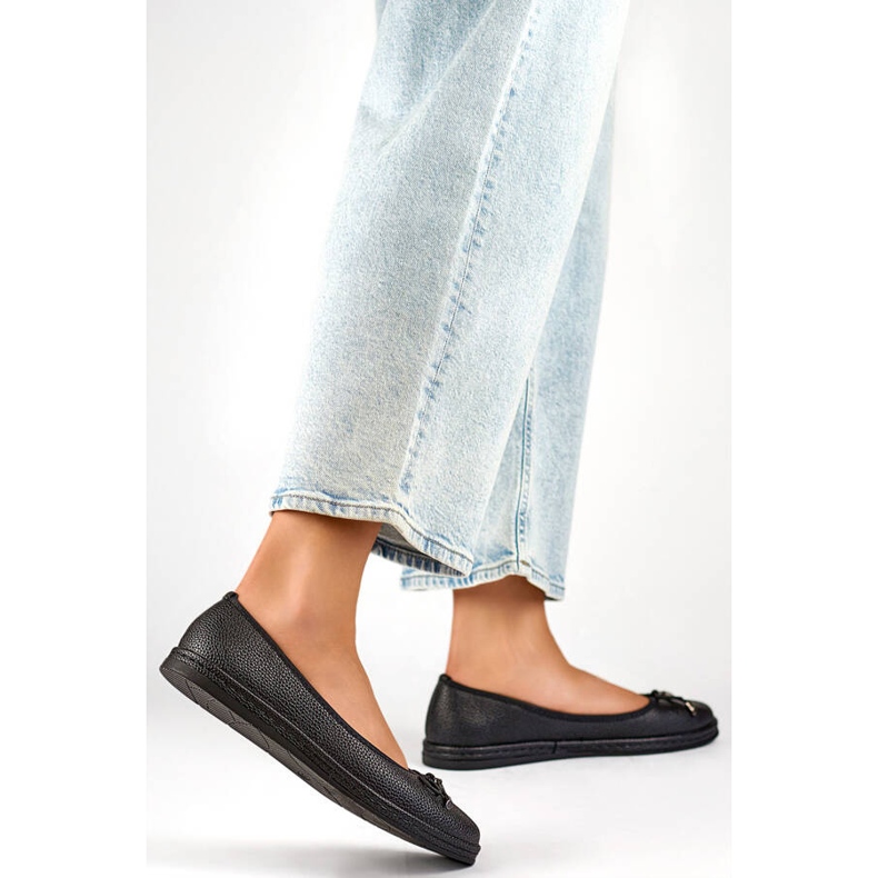 Comode ballerine nere da donna con fiocco GD-XR392A-B nero 2