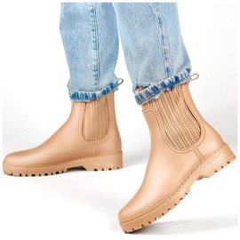 Stivaletti Chelsea da donna con tomaia elastica e calzino, beige S27BE 1