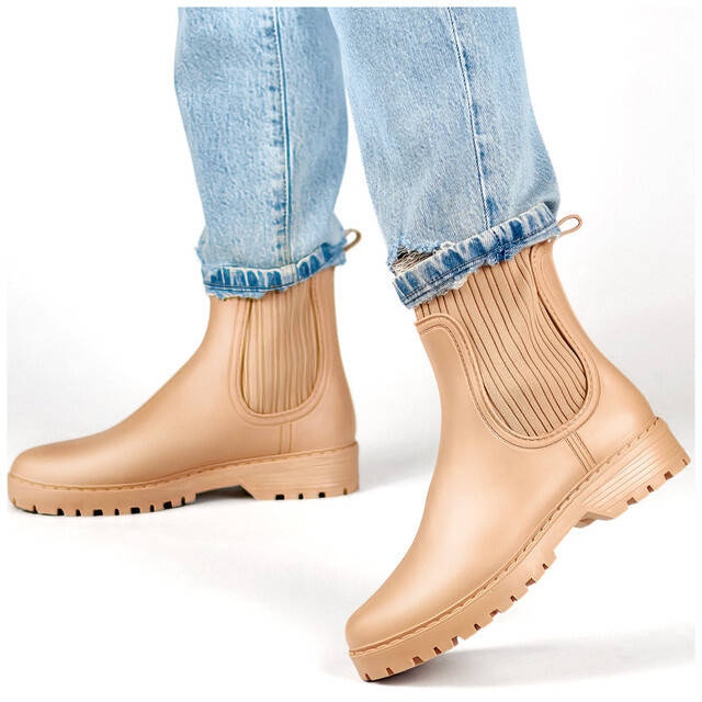 Stivaletti Chelsea da donna con tomaia elastica e calzino, beige S27BE 1