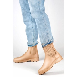 Stivaletti Chelsea da donna con tomaia elastica e calzino, beige S27BE 2