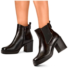 Stivaletti Chelsea isolanti da donna con tacco alto, neri 24-12453B nero 1