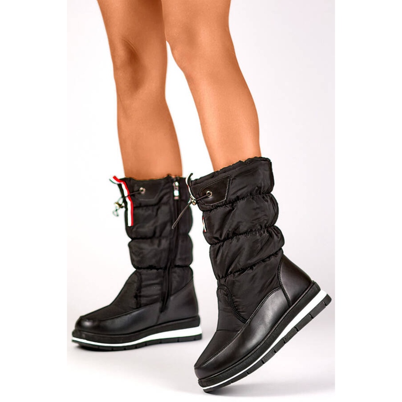 Doposci alti da donna con risvolto, neri 8302B nero 2