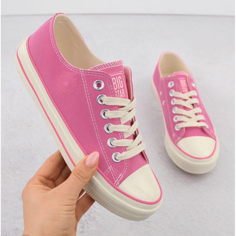 Sneakers basse da donna in tessuto, rosa Big Star NN274271 1