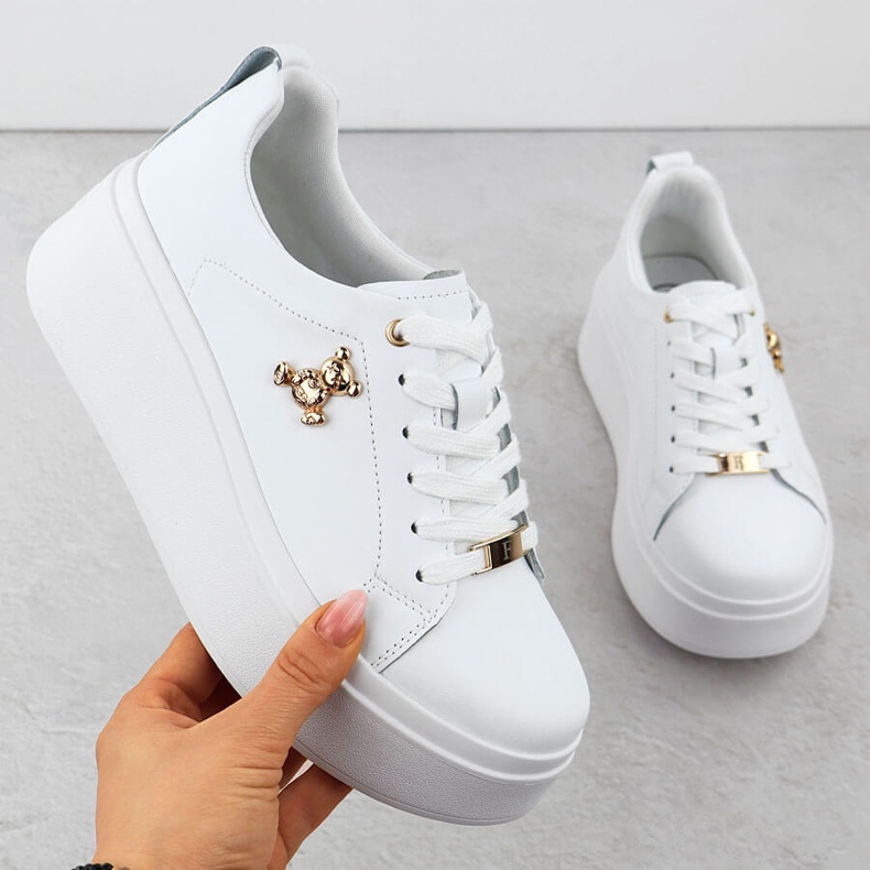 Scarpe in pelle da donna sulla piattaforma filippo bianca bianco 1