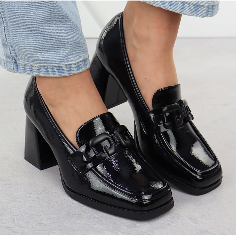 Scarpe da donna dipinte sul post Black Potocki SZ12553 nero 1