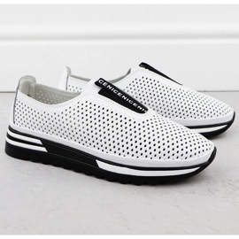 Scarpe in pelle da donna Sliping Openwork Bianco S.Barski LR51-672 bianca 2