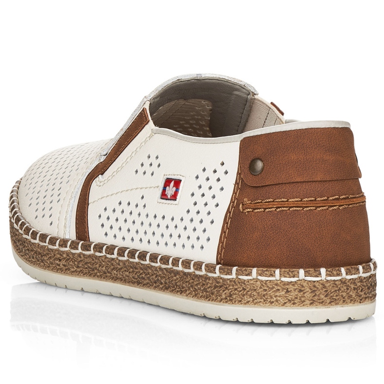 Scarpe in pelle aperta da uomo, Rieker bianco B5297-80 1