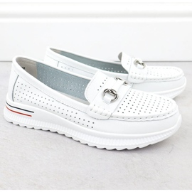 Scarpe in pelle aperta, mocassini bianchi Vinceza 95331 bianca 2
