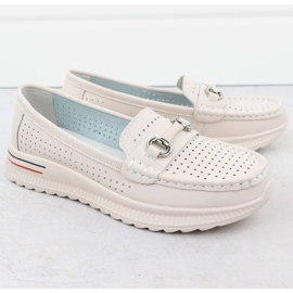 Scarpe in pelle aperta, mocassini beige Vinceza 95331 2