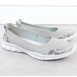 Ballerina in pelle Openwork Comfort Grey Vinceza 95323 grigio 2