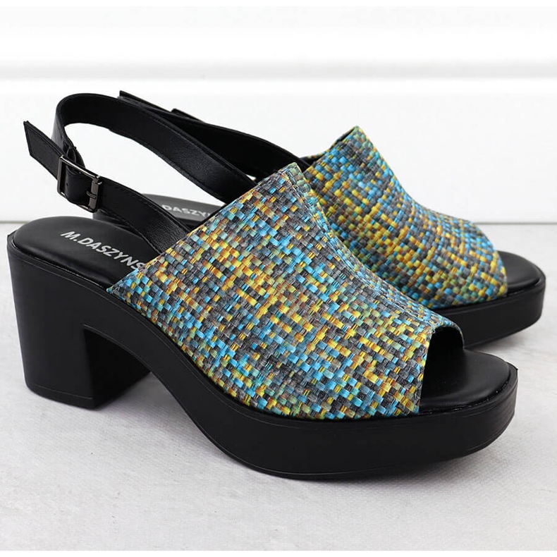 Sandali femminili sul M. Daszyński Braid Post MR23126-7 blu 2