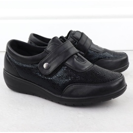 Scarpe comode da donna con velcro Black Unisoft 9022 nero 2