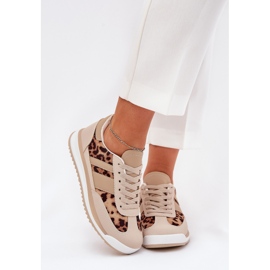 Scarpe sportive con sneaker Stampa leopardo bruno-bruno da donna beige 2