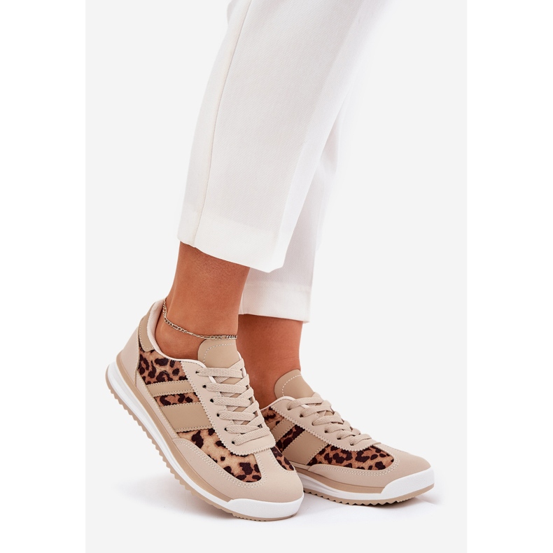 Scarpe sportive con sneaker Stampa leopardo bruno-bruno da donna beige 1