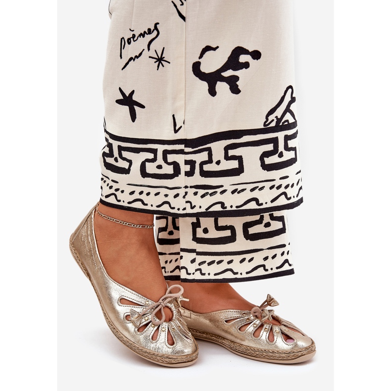 Ballerine piatte realizzate in pelle naturale Zazoo 10179 Zlotys d'oro 1