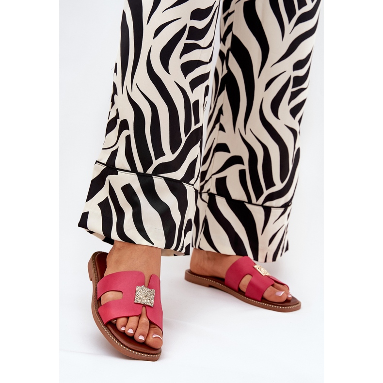 Flip flip piatti con ritagli e un ornamento di fucsia rosa 2